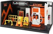 1/24 Simulation Garage Repair Shop Model, Model Car Display Case, Simulation Scenario, Die-cast Model for Sand Table Ornament, and Charging Station