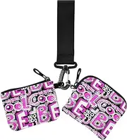 [GuoChe] Women's Coin Pouches Card Holder 1970s Disco Retro Grunge Graffiti Small Detachable Business Card Holder with Zipper Pocket for Work Travel 2 Packs, 1970S disco retro grunge graffiti8, 4.13" x 3.51" &