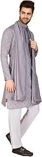 [STEP N SHOP.COM] Men’s Wear Viscose Silk Weddingn Wear Embroidered Kurta with Dupatta 12269