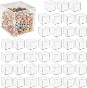 CDOKY 40 Pcs Clear Acrylic Boxes, Small Clear Boxes with Lids, 2.2 x 2.2 x 2.2 in Plastic Square Cube, Square Display Box, Clear Container Boxes for Candy Pill Earring Jewelry Tiny Beads