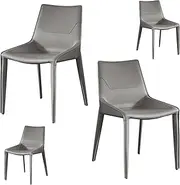 Accent Chair Saddle Leather Dining Chair, Modern Nordic Kitchen Chairs Set of 4, Hotel Cafe Study Leisure Chairs, Upholstered Makeup Chair Reading Seating