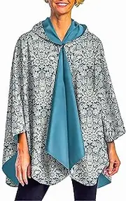 [RainCaper] Womens Rain Cape Poncho Coat Jacket with Hood Reversible Gorgeous Ultrasoft