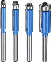 uxcell Flush Trim Router Bit 6mm Shank 1/4" 1/2" 5/16" 3/8" Dia Top Bearing Flush Straight Cut Trimming Router Bits Carbide for Particle Board Plywood MDF, Blue