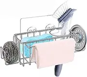5 in 1 Kitchen Sink Organizer, Kitchen Sponge Holder Sink, Suction Hanging Sink Caddy Organizer Rack Sponge, Dish Cloth, Brush