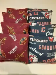 8 Cornhole Bag Set Corn Hole Cleveland Cavaliers and Guardians W/B