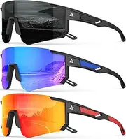 [QALLY] Polarized Sports Sunglasses for Men, UV400 Protection Mens Sunglasses Wrap Around Sun Glasses for Cycling Running