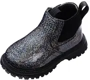 [Maeau] Boots for Baby/Children, Girls, Boys, Autumn, Winter, Spring, Lace-Up Boots, Fashionable Patent Boots with Side Zip, Short Waterproof Non-Slip Boots, Sequin Ankle Boots, EU 21-30