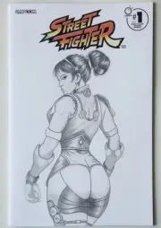STREET FIGHTER # 1 BLANK SKETCH COVER DRAWN AND SIGNED ORIGINAL PENCIL CHUN LI