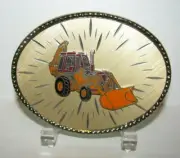 Case 580E Backhoe Loader Tractor Western Style Dress Belt Buckle Hoover's enamel