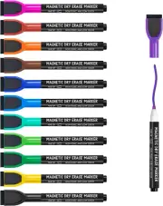 Whiteboard Pens Magentic, Fine Tip Dry Wipe Pens, Assorted Colours, White Board