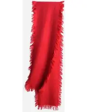 [Ozwear Ugg] Fringed Check Wool Scarf in Tomato
