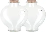 Magic Season Decorative Glass Bottles with Cork Stoppers (355 ml Heart-Shaped Bottles / 2 Pcs)