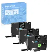 Compatible with Brother 3PK TZe315 TZ315 White on Black Lable Tape PTD200 PTH100