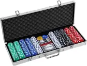 SEAYO 500PCS Poker Set with Aluminum Case for Home Game Nights, Holdem