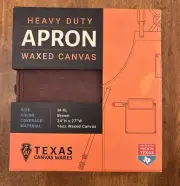 NIB NEW Texas Canvas Wares Heavy Duty Waxed Canvas Apron 34” H X 27” W Sz M-XL