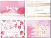Hallmark Thank You Cards Assortment, Pink and Gold Watercolor (40 Thank You Notes with Envelopes for Wedding, Bridal Shower, Baby Shower, Business, Graduation)