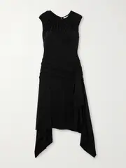[AZ FACTORY] AZ FACTORY - Helleborus Asymmetric Stretch-jersey Midi Dress - Black - FR 34 FR 34 Black