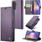 [Rerzoiro] Mobile Phone Case for Samsung Galaxy A54 5G Case, Premium PU Leather Case Foldable Flip Case [RFID Blocker] Pocket Magnetic Card Slot Flip Case Protective Cover for Samsung Galaxy A54, Purple