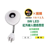 在飛比找蝦皮商城優惠-【明沛】【多入組合】5W LED紅外線人體感應燈泡-插頭彎管