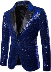 [Generic] Men's Sequins Suit Jacket Sparkly Shiny One Button Blazer Glitter Clothes Party Tuxedo Wedding Prom Festival Costumes