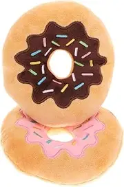 Happyyami 2pcs Pet Sound Plush Doughnut Chew for Dogs Fun Adorable Design Reduces Destructive Behavior Random Color for Playtime Random Color