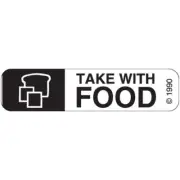 10-X Permanent Paper Label,'TAKE WITH FOOD', 1 9/16' x 3/8', Black with White (5