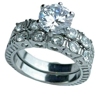 4.8 Carat CZ Celtic Style Wedding Set 316 Stainless Steel Ring K1450 Size 10 T10