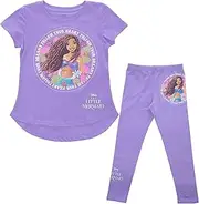 [Disney] Girls the Little Mermaid (Live-action) Girls T-shirt & Legging 2pc Set - Ariel, Flounder, Sebastian - Girl 4-16