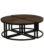 Alaterre Arcadia Acacia Wood 42in Round Coffee Table with Nesting Tables