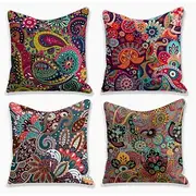 Paisely Double Side Cushion Cover 4PC Soft Decorative Square Throw Pillow Cover Cushion Case Pillowcase for Sofa Bedroom Superior Quality Mashine Washable