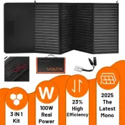 12V 100W Folding Solar Panel Mono Fixed Home Caravan Camping RV Charging Battery