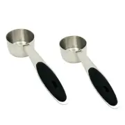 2pcs Stainless Steel Coffee Spoon with Black Silicone Handle Measuring Cup 1/...