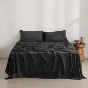 Dreamaker Superfine Washed Microfibre Sheet Set Black (Single, King Single, Double, Queen, King, Super King)
