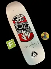 RARE SIGNED John Lucero Jester Beer Can Black Label Skateboard Deck White Dipped