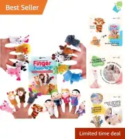 Engaging Story Time Finger Puppets - 14 Animals & 6 Family Characters Set