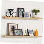 Picture Ledge Shelf for Wall, Floating Shelf with Lip, Wooden Long Floating