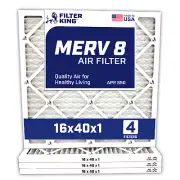 Filter King 16x40x1 Air Filter 4-PACK MERV 8 Actual Size 16 x 40 x .75"