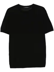 [Tagliatore] knitted T-shirt 48 Black