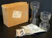 2 Corning PYREX GLASS Vintage FLOATING UN CANDLE Set MID-CENTURY MODERN in BOX