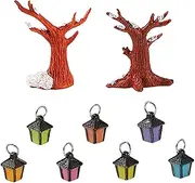 FELTECHELECTR 1 Set Miniature Landscape Trees with Mini Lights DIY Micro Garden Decor Tree Models for Tables Easy Placement with Bases for Home and Office Decoration