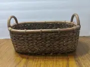 Wicker Basket Oval With Handles Made In Philippines, Dark Brown