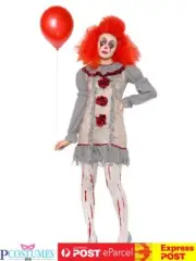 Ladies Vintage Clown Pennywise IT Movie Stephen King Halloween Costume