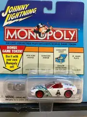 1/64 JOHNNY LIGHTNING MONOPOLY CHEVROLET CORVETTE WHITE WITH GAME TOKEN
