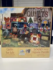 Sunsout “Quilts for Sale” 1000 PC Jigsaw Puzzle “20x27”Tom Wood~New Sealed Box!