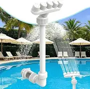 Adjustable Pool Fountain with 5 Nozzles for Inground Pools, 360° Direction Control with 2 Adapter, High-Efficiency Cooling Waterfall Sprinkler and Aerator, Decorative Water Feature