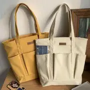Plain Canvas Tote Bag No Charm - Yellow - One Size