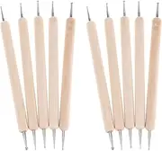 Ciieeo 10 Pcs Leather Carving Tools DIY Leather Tool Leather Stamping Press Leather Carving Saddle Leather Stamping Tools Dotting Pen 5 Piece Set Bamboo