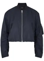 Rag & Bone Maggie Cropped Nylon Bomber Jacket - Dark Blue - L (UK14 / L) L (UK14 / L)