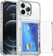 for iPhone 12 Pro Max Case with Card Holder (Store 4 Cards) Clear Wallet Case Anti-Yellow Anti-Scratch Heavy Duty Protective Shockproof Hidden Card Slot Phone Case for iPhone 12 Pro Max,Clear