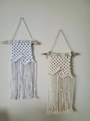 Macrame Ocean Wave White Wall Hang made in USA